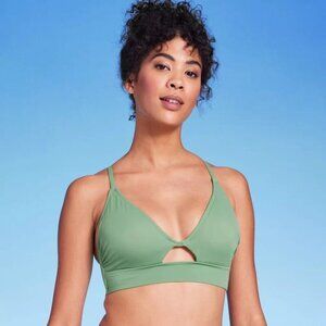 Shade & Shore Green Keyhole Front Longline Underwire Bikini Top OOS 06/03